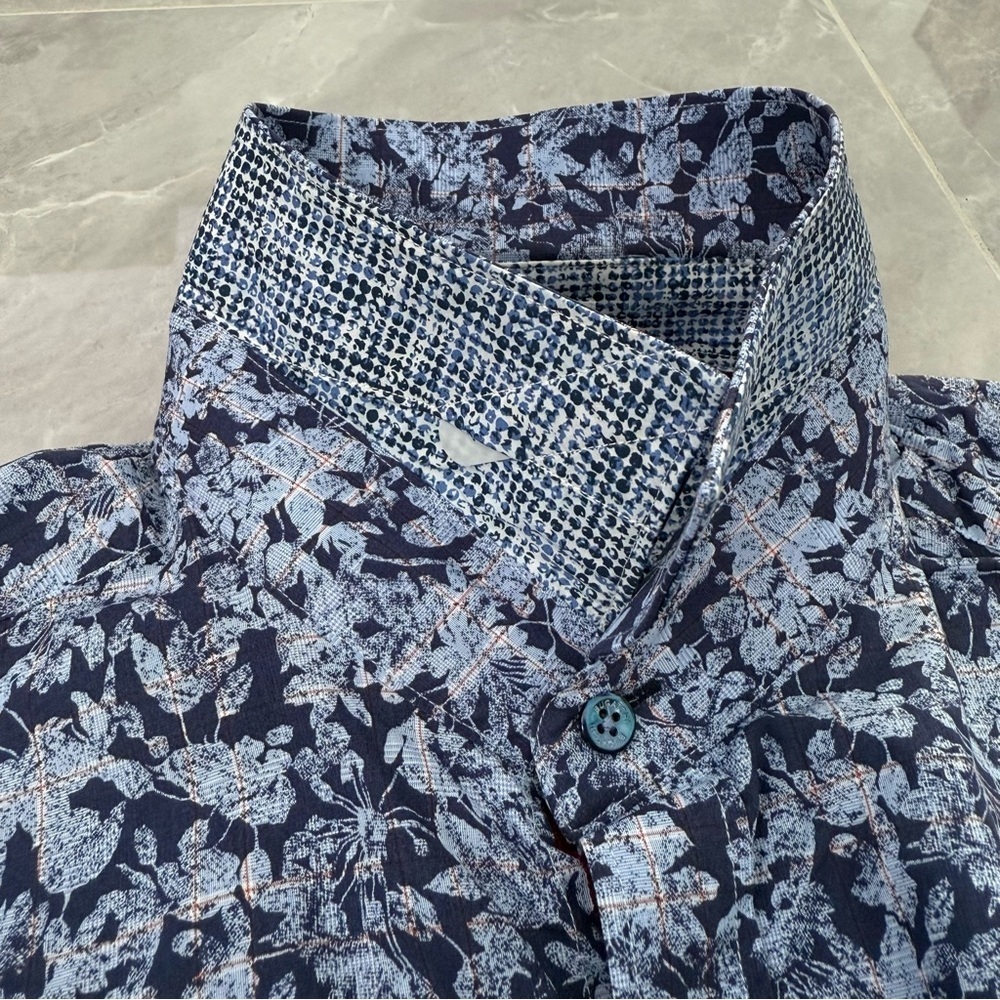 Men’s Bugatchi Floral Patterned Long Sleeve Button Down Dress Shirt Shaped Fit - Picture 6 of 16